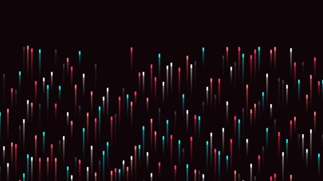 Abstract digital background with colorful vertical lines moving upwards, representing data flow or technological information.