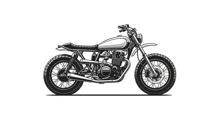 Obraz premium Vintage Motorcycle Side View Illustration.