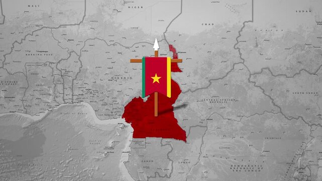 Geopolitical Map Animation of Cameroon with Color Highlight and National Symbols