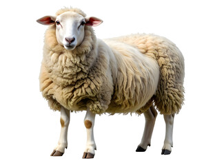 Fototapeta premium Fluffy White Sheep Standing Full Body Portrait.