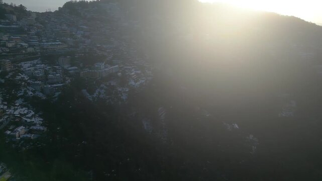 Shimla City and railway station aerial view,