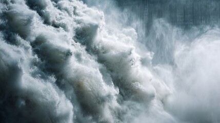 Hydroelectric Dam Turbine with Rushing Water / 水が激しく流れる水力発電所のタービン1