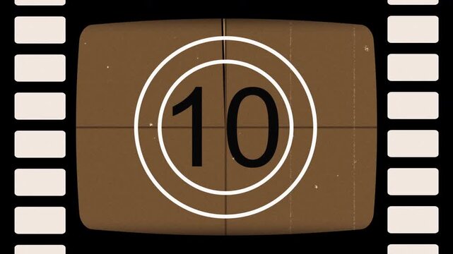 Film countdown vintage retro old movie cinema classic, perfect for movie intros, historical themes, or nostalgic video projects. 4k video