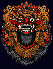 drawing barong head, balines, exotic,spiritual