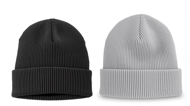 Mockup of two knitted hats
