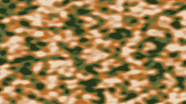 Abstract blurry camouflage pattern featuring organic shapes in green, brown, and khaki tones for military and outdoor themes.