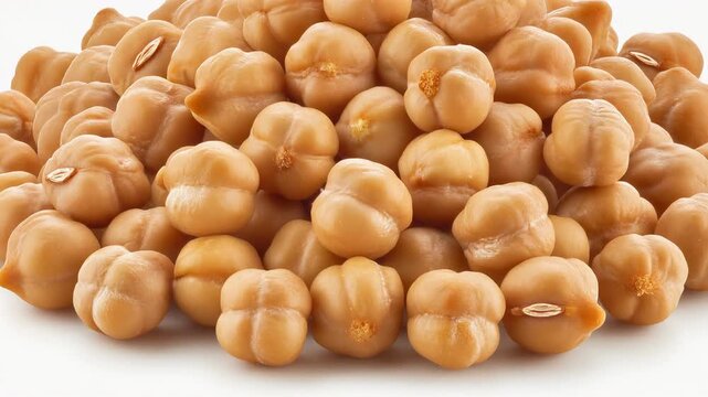 Heap of chickpeas on white background.