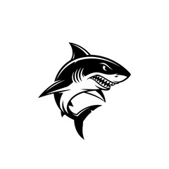 Obraz premium Aggressive Shark Logo Mascot Design with Open Mouth and Sharp Teeth, Marine Predator Illustration