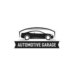Automotive Garage Car Service Logo Design with Modern Vehicle Silhouette Icon