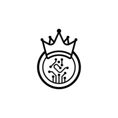 Digital Crown Tech King Logo with Circuit Board Icon for Smart Technology