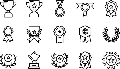 Black and white of awards and certificates with stars and ribbons trophy medal