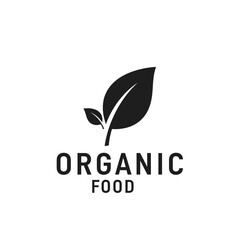 Fototapeta premium Organic Food Logo Icon with Stylized Leaves, Black and White Design for Natural Products