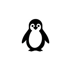 Obraz premium Penguin minimal black icon, transparent background, vector icon style, clean minimal, isolated object