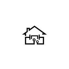 Smart Home Technology Circuit House Outline Icon