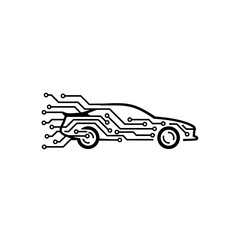 Smart Car Circuit Board Icon Vector - Automotive Technology Digital Vehicle Concept
