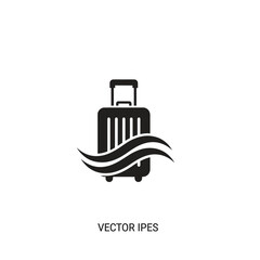Travel Suitcase Icon with Waves - Vacation and Sea Journey Symbol