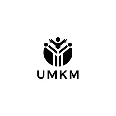 UMKM Community Growth Logo with Abstract People Figures and Support Symbol