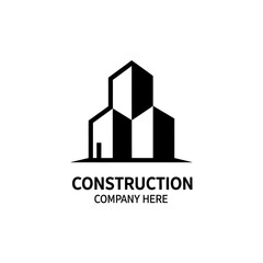 Abstract Black and White Building Logo for Construction and Real Estate Business
