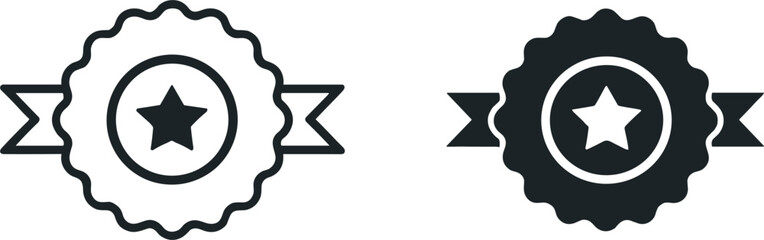 Black and white star seal with ribbons