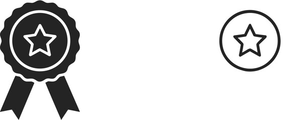 Black star ribbon and star on white background symbol