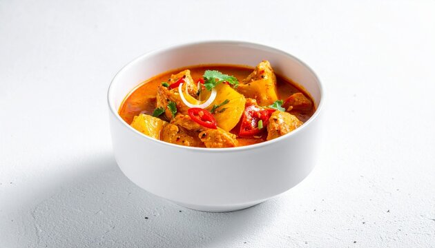 Bowl of Thai red curry with chicken and vegetables