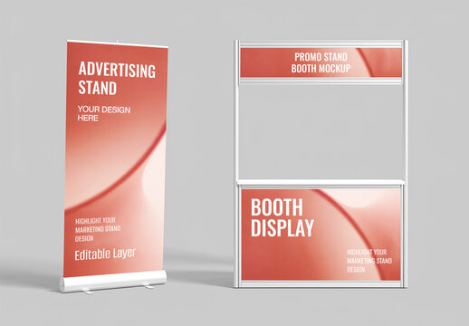 Booth and RollUp Banner Mockup
