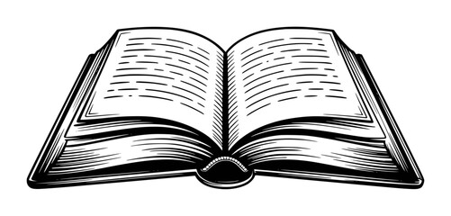 Open Book Black and White Style Isolated White Background reading knowledge © simplevector