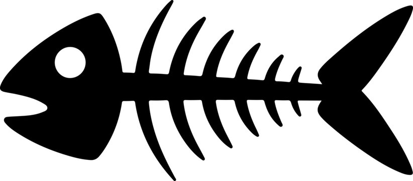 Fish bone skeleton silhouette vector illustration