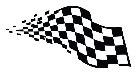 Naklejka premium Waving Black and White Checkered Flag with Pixelated Effect