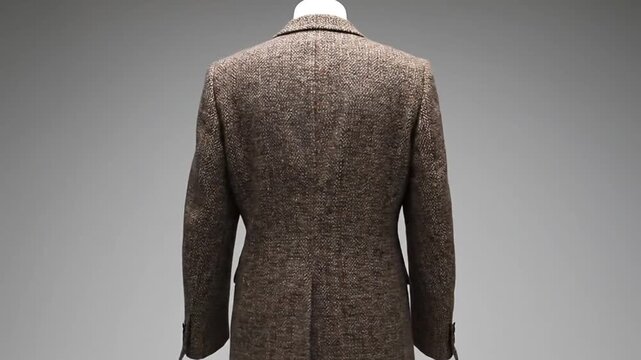 Elegant brown tweed blazer on white mannequin