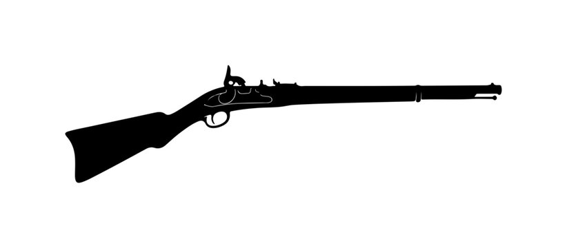 Black and White Vector Illustration of a Flintlock Rifle