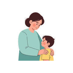 Obraz premium Mother hugging her son in a warm domestic scene