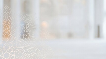 Intricate Patterned Curtain Softly Blurred in the Background of a Bright Room