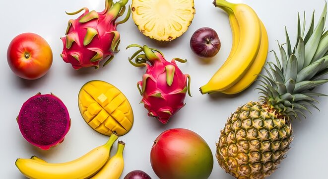 Fresh Tropical Fruits Flat Lay