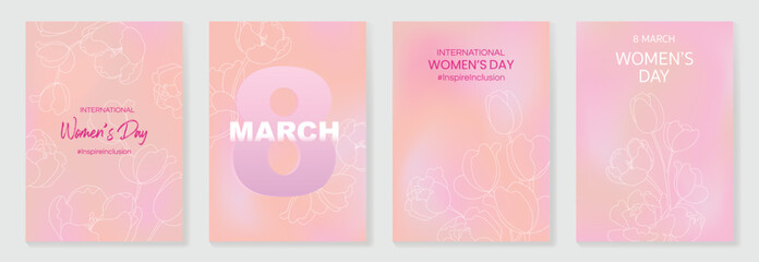 International Womens Day vector poster illustration with soft pattern, elegant text and pastel pink background with subtle texture. Elegant design for posters, greeting cards, flyers and invitations. © TWINS DESIGN STUDIO