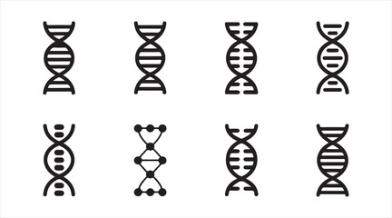 Minimal DNA molecule icon pack for medical, biotech, and education graphics