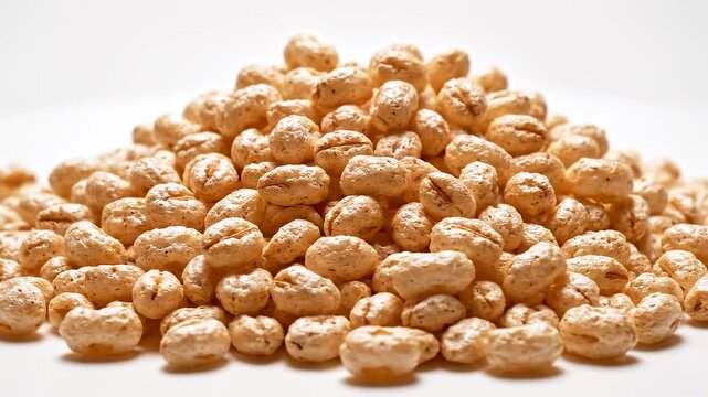 Roasted peanuts on white background.
