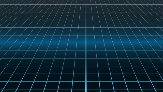 Abstract blue grid perspective background for digital technology concepts.