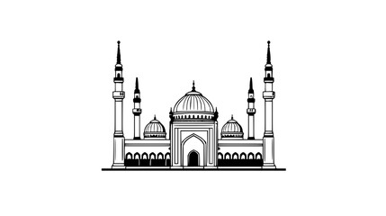 Fototapeta premium Detailed illustration of mosque architecture with domes and minarets showcasing intricate design and cultural significance in a serene environment Whisk_ff3b24a040dd82aaff64887347db52e3dr.jpg