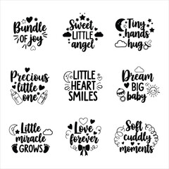 Obraz premium Adorable baby phrases and illustrations