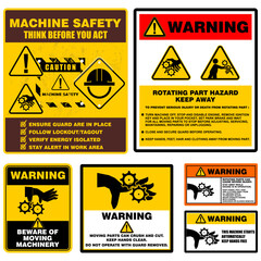 Machine safety, think before you act, sign vector