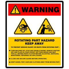 Warning,Rotating part hazard, keep away. Sign vector