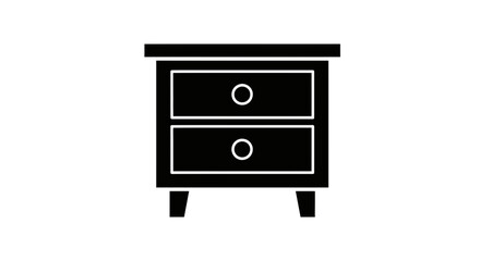 Minimal Black Nightstand Drawer Icon