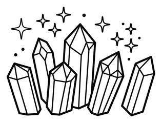 Crystal Gemstones Magical Stars Vector Illustration