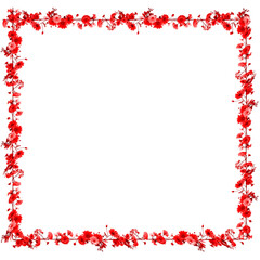 Obraz premium Red rose heart shape floral wreath border frame isolated on transparent background