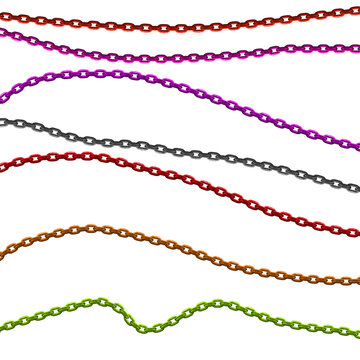 Colorful metallic bead garland chains wavy lines decorative elements craft jewelry supplies isolated on transparent background