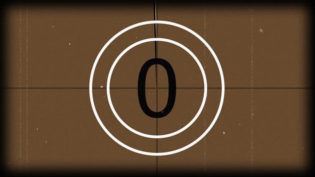 Old film countdown vintage retro sepia grunge classic movie style perfect for video intros, retro projects, historical content, or nostalgic themes. 4k video