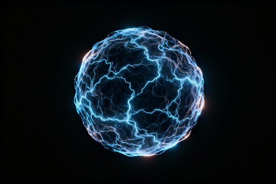 Electric sphere with blue lightning