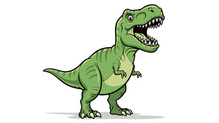 Obraz premium Green Tyrannosaurus Rex Cartoon Illustration Roaring.