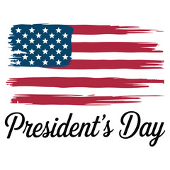 Distressed American Flag with Presidents Day Text grunge